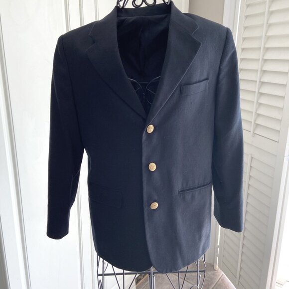 Claiborne Boys’ Size 12 Navy Blazer – Gold Crest Buttons, Classic Style, EUC - Picture 1 of 13